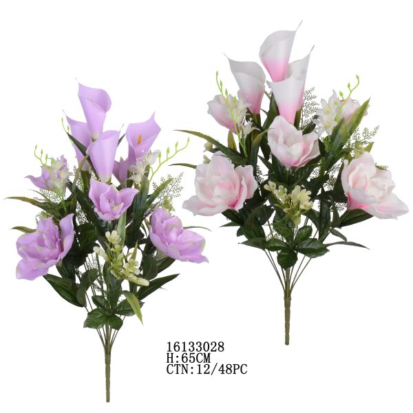 Sztuczny bukiet z kalli i róż z zielenią 16133028