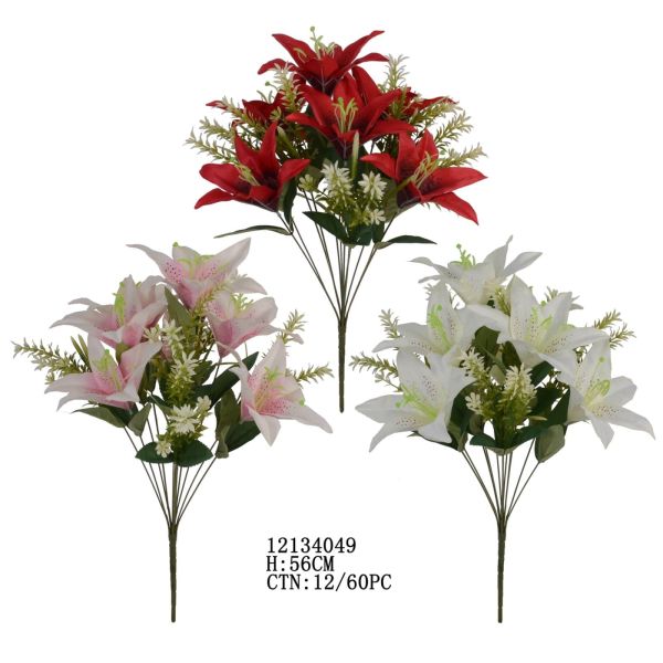 Sztuczny bukiet Lilii z zielenią 12134049